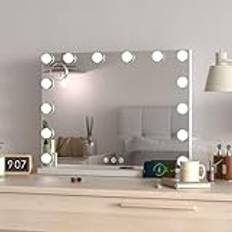 Ereousa Sminkspegel med belysning, stor Kosmetisk Spegel med 14 dimbara glödlampor, hollywood spegel med touch-kontroll, hållbart sminkbordsspegel för makeup (50 x 40 cm)