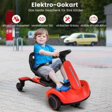 6V gokart elektrisk driftbil til børn elektrisk gokart med 2-vejs justerbart sæde rødt