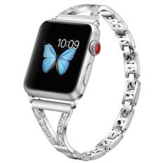 SKALO Smalt Metalarmbånd Bling Apple Watch Series 4-6 40mm - Sølv