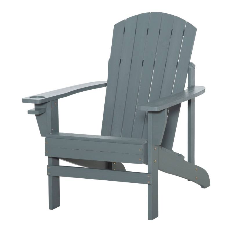 Adirondackstol med mugghållare massivt trä 97x72,5x93 cm
