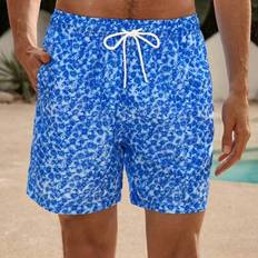 1st Herr Casual Ditsy Blommig Dragsko Midja Strandshorts Par Matchande Badkläder Semester - Blå (L,M,S,XL,XXL)