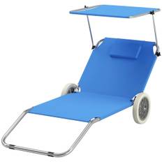 Set med 2 hopfällbara solstolar, trädgårdsstolar med kuddtak, rullstolar med justerbart ryggstöd, väderbeständiga campingstolar,