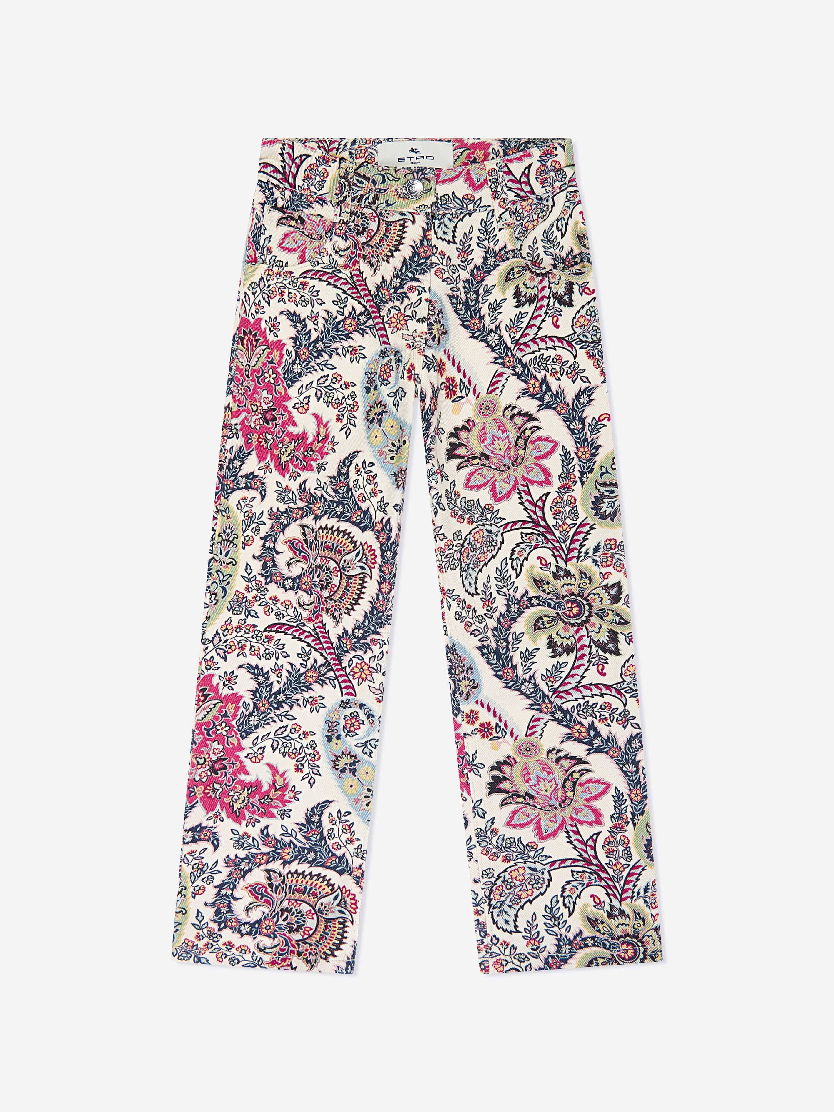 Etro Girls Paisley Print Trousers in Ivory - Ivory / 14 Yrs (14 Yrs)