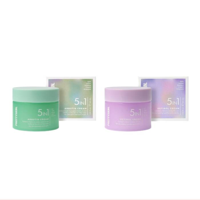 PRETTYSKIN - 5In1 Arbutin Cream - 50ml (1ea) + 5In1 Retinol Cream - 50ml (1ea) Set - black