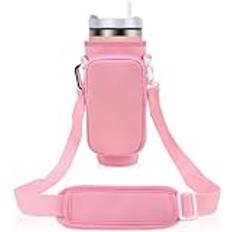 Theaque vattenflaska bärväska med påse kompatibel med Stanley 4 oz tumlare med handtag, vattenflaska påse för Stanley Quencher H2.0 Flowstate, Stanley Adventure Quencher 4 oz tumbler, Rosa