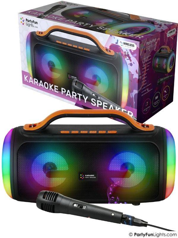 PartyFun Lights Karaoke Party Bluetooth højttaler med mikrofon og LED-lys - sort