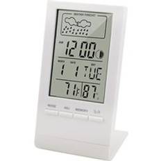 Mini digital termometer hygrometer inomhustemperatur luftfuktighet m&#xE4;tare klocka v&#xE4;derstation prognos max min v&#xE4;rde display - Vit