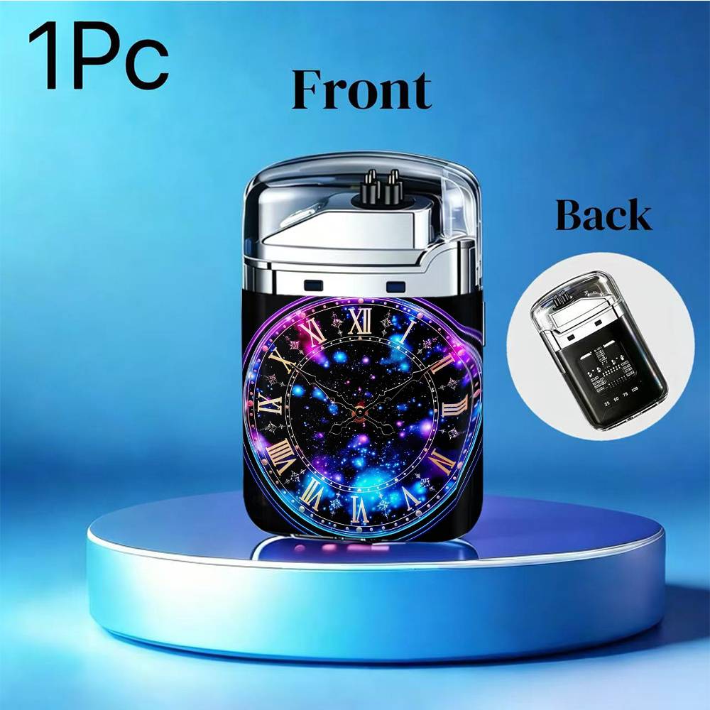 Usb Lighter With Transparent & Roman Clock - Usb- Battery Indicator Suitable For Outdoor, Camping, Gifts For,, For Use - Battery Level Display (no Refills/magnesium)
