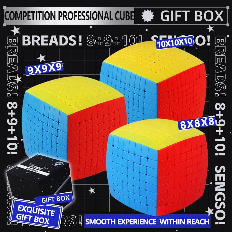 Sengso Speed Cube 8x8 9x9 10x10 Hög Svårighetsgrad Avsedd För Tävling Kubpussel Utmärkt Känsla Barn Leksaker för Utbildning