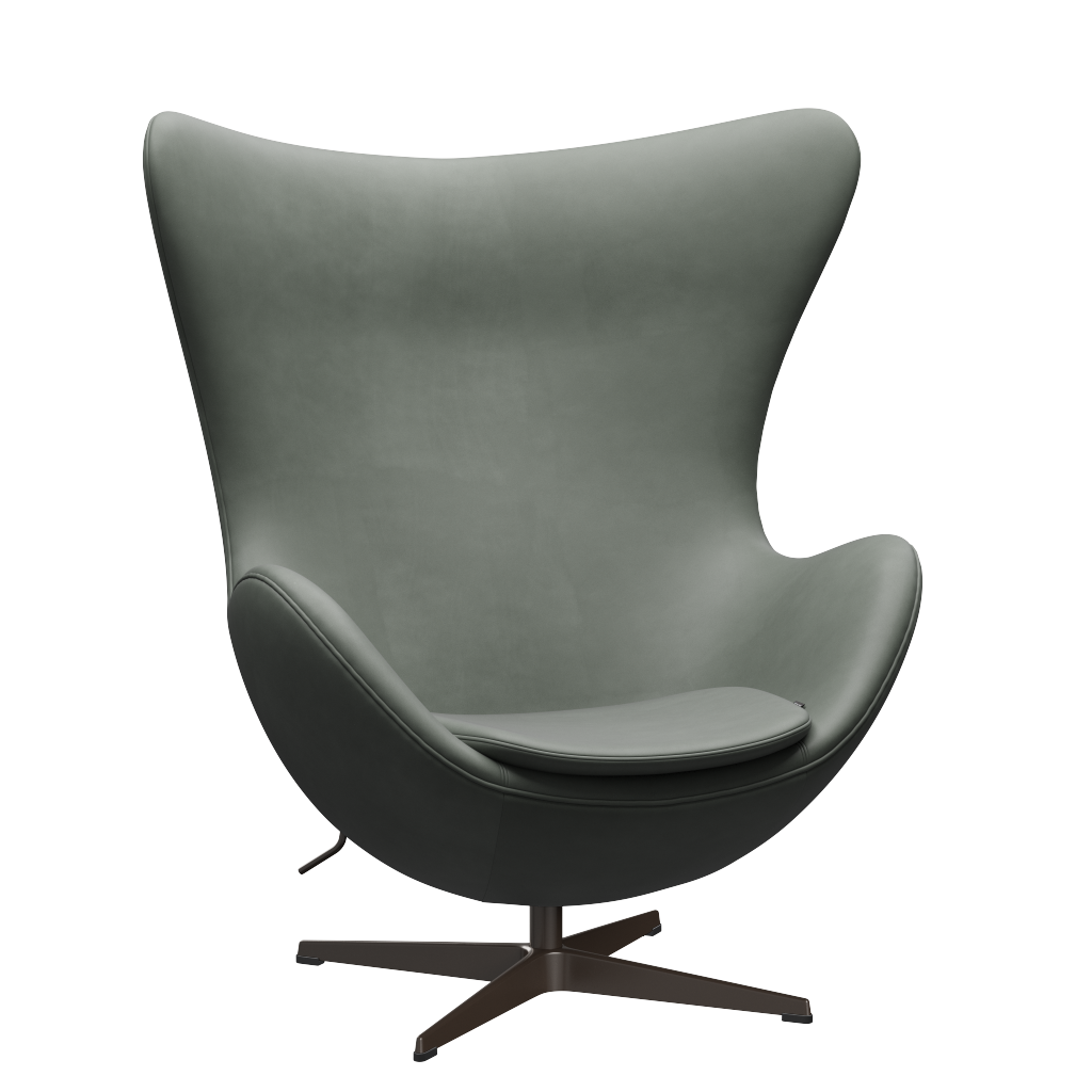 3316 Ægget loungestol, stel i brown bronze af Arne Jacobsen Grace læder - Concrete Grey - Jacobsen Plus