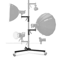 Soonpho Metal Heavy Rollstativ Studiostativ 240cm Robustes C Stand mit Rollen für stativ und 2 Schiebbarer Griff Kit,Maximale Tragfähigkeit 15kg für Studio Monolight Softbox Reflektor