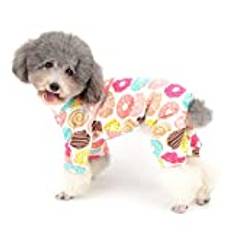 Ranphy hund bomullspyjamas vovve förtjusande tryck overall husdjur söt bananmönster pjs onesie brittisk stil vovve rompers pyjamas kläder, XL(Back: 35cm; Chest: 47cm;), Donut