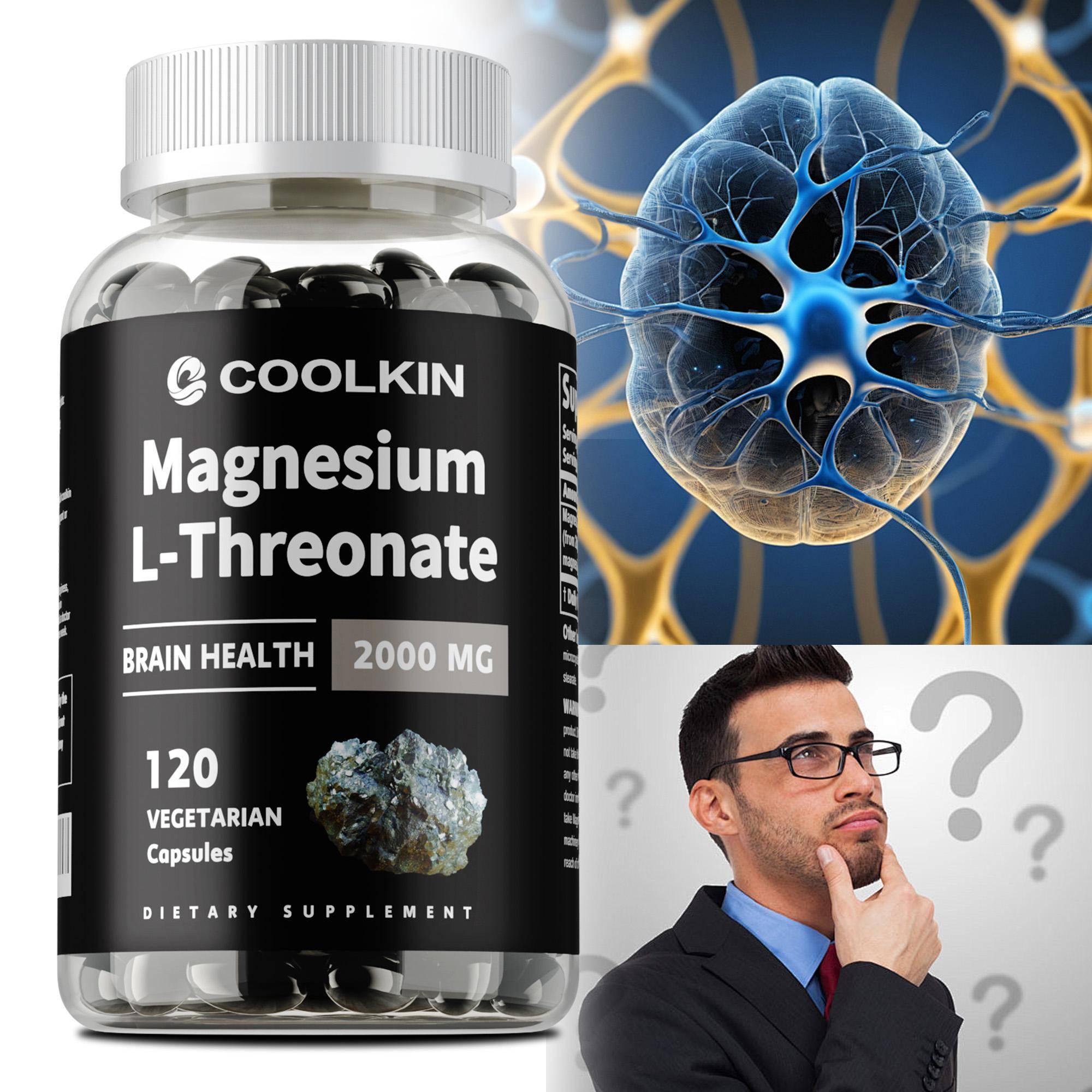Coolkin - 2000mg L-Threonate Magnesium Vegetarian Capsules - Brain and Nervous System Health