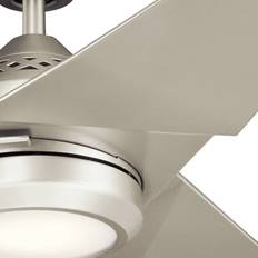 KICHLER LED-loftventilator Jade, sølv, støjsvag, Ø 152 cm, 60 W dæmpbar, Aluminium/grå/zink, Stue/spisestue, Plast