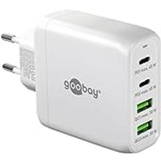 Goobay 64818 snabbladdare med flera portar USB-C PB (65W) / 2X USB-A 2X USB-C ingång/med 2 x USB-C-portar PD (Power Delivery)/GAN-laddare/kompatibel med iPhone, Samsung, Xiomi/Vit