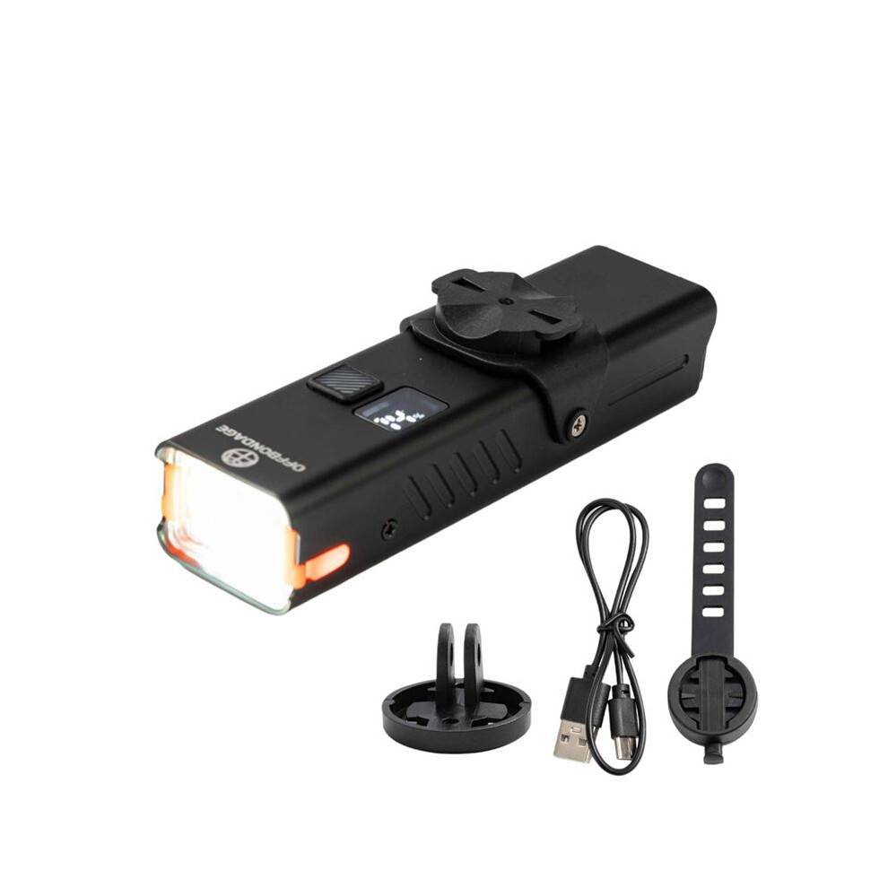 OFFBONDAGE Rechargeable LED Bicycle Headlight Safety Riding MTB Headlamp with Battery Display MTB Cycling Accessories