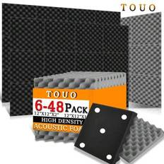 TOUO 6-48 st Akustiskt skum 12"X12"X2/12"X12"X1" Ljudabsorberande panel 8 färger högdensitets akustiskt skum Väggpaneler Musikstudio Akustisk behandli - Multifärgad (Multi-size)