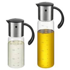 Vucchini stor olivolja dispenser flaska kök matolja dispenser auto flip oljebehållare – rostfritt stål läckagesäker vinäger glas cruet (295 ml och 470 ml set)