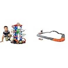 Hot Wheels City T-Rex Ultimate Garage, många lekmöjligheter i flera våningar, från 3 år och äldre, GJL14 & Hot Wheels City-banpaket, set med 10 delar, bland annat basdel, från 4 år och uppåt, HDN95