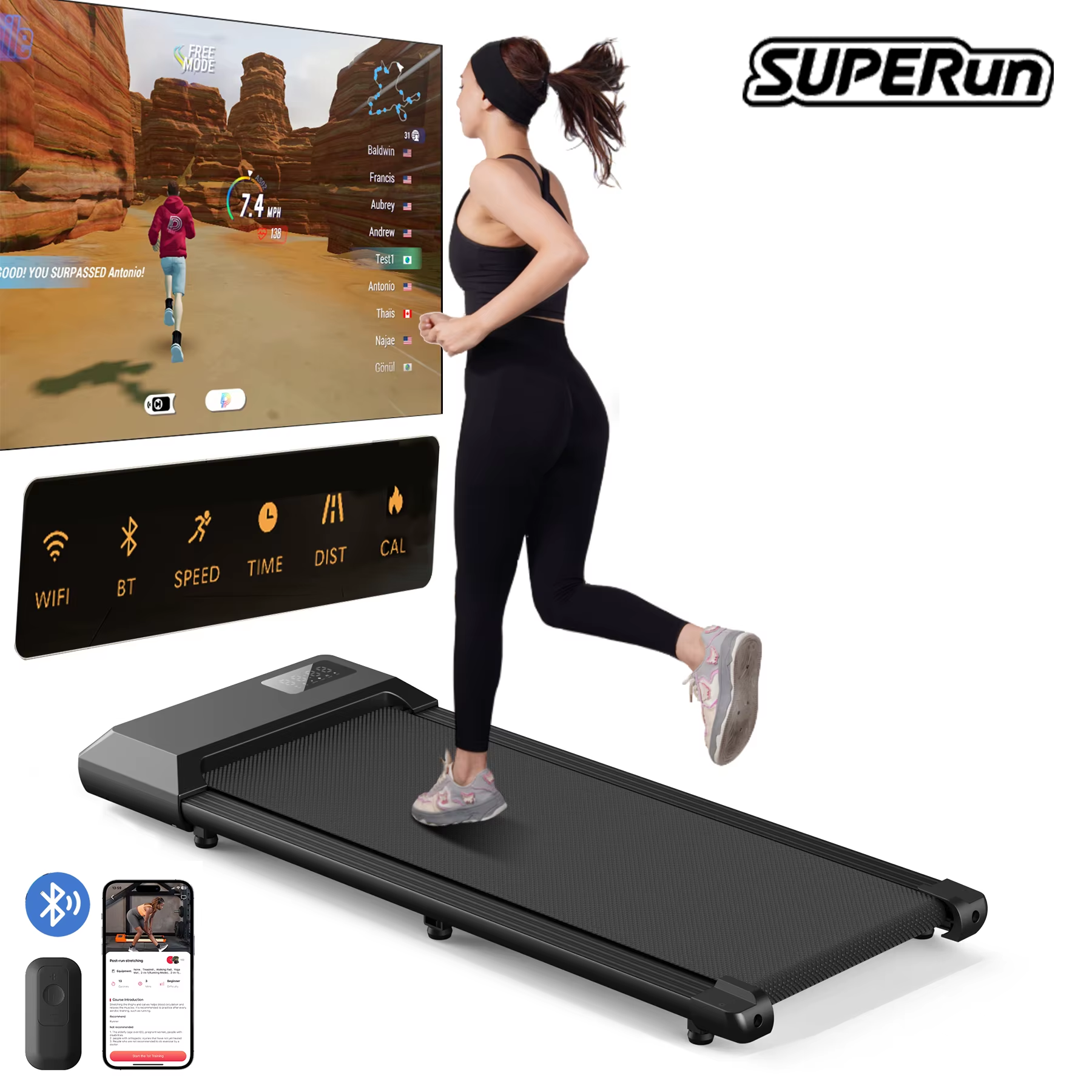Walking Treadmill,2.5HP Motor,Anti-Slip Shock Absorption,Mini Treadmill for Home Office Remote Control Walkingpad Exercise