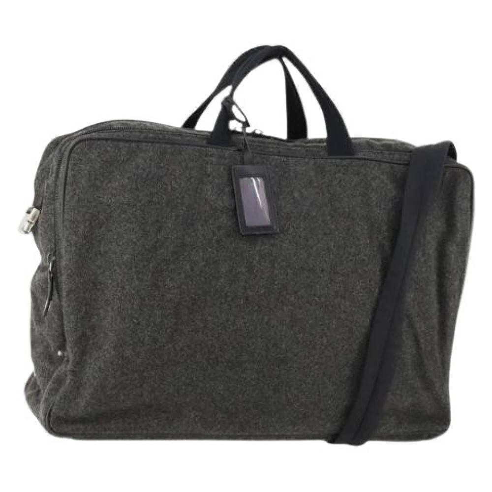 Prada Vintage Pre-owned Vintage Boston Taske - Vintage - Dame - Grå - ONE SIZE - Uld