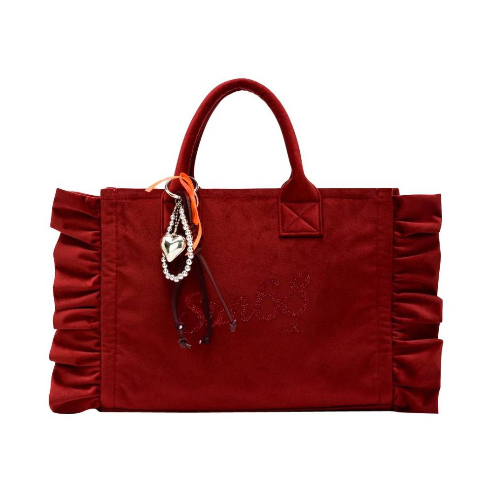 Sun68 Cali Midi Bag Rouches Chenille - Tasker - Dame - Rød - ONE SIZE - Uld
