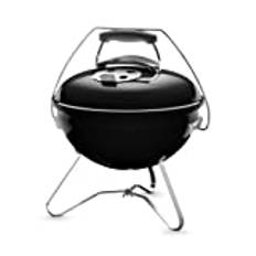 Weber Smokey Joe Premium Holzkohlegrill, Ø 37cm Grillfläche, portabeler BBQ Grill mit praktischem Tragebügel, porzellanemaillierten Deckel & Kessel - Schwarz (1121004)