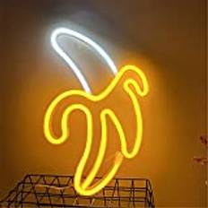 ENUOLI Bananlampa, neonljus, LED-neonskylt, väggneonljus för heminredning, batteri och USB-driven neonnattlampa, neonljus, skylt, belysningsskylt för barn, sovrum, fest, jul, bröllop