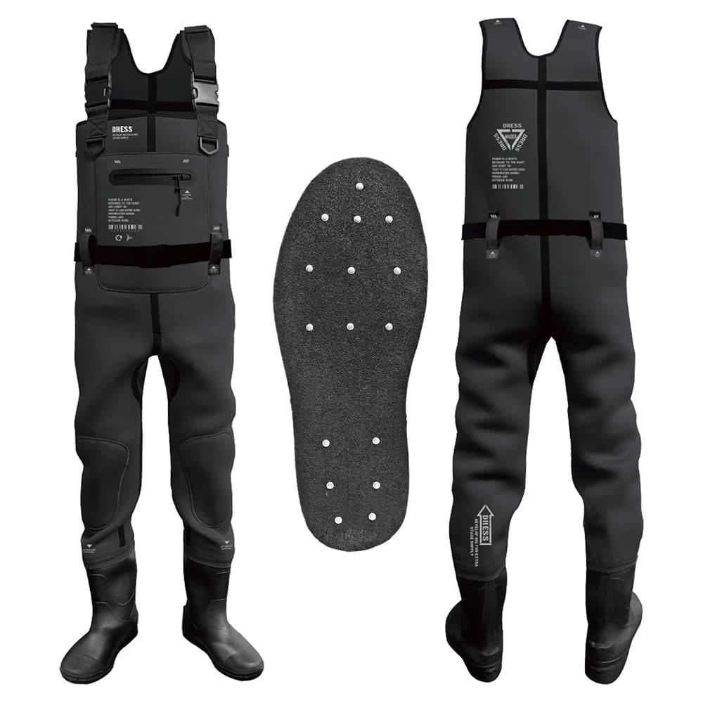 Kläder Neoprenvadare och Storlek 2XL med Spikar för Fiske och Surfvadare, (FiltSula), Vattentät, Fiske, Vada, Utrustning, svart