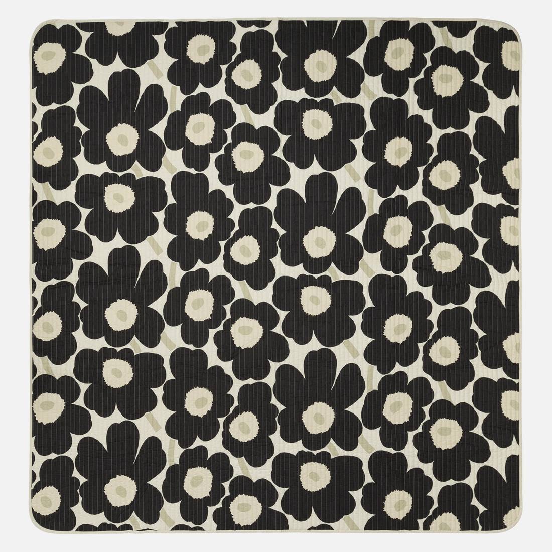 Marimekko Unikko Svart/Beige Vadderat Överkast 260x260 cm