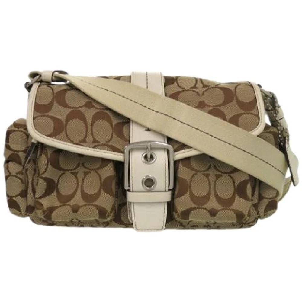 Coach Pre-owned Pre-owned Canvas Skuldertaske - Vintage - Dame - Beige - ONE SIZE - Uld