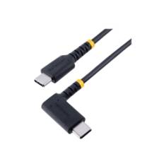 StarTech.com 1ft (30cm) USB C Charging Cable Right Angle, 60W PD 3A, Heavy Duty Fast Charge USB-C Cable, USB 2.0 Type-C, Durable and Rugged Aramid Fiber, S20/iPad/Pixel - High Quality USB Charging Cord (R2CCR-30C-USB-CABLE) - USB-kabel - 24 pin USB-C (hane) rak till 24 pin USB-C (hane) högervinklad - USB 2.0 - 3 A - 30 cm - svart