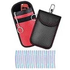 BSITSSS Faraday påse för bilnycklar, 2-pack Faraday-väska, bilnyckel signalblockerande påse, stöldsäker fjärrinträde nyckellöst skydd, RFID-nyckelfodral för bilnyckel, blockerväska för bilsäkerhet,