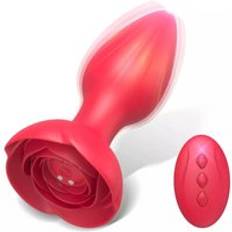 Anal Rose Toy Vibrator Sex Toy for Women with 10 Mode Vibrating & Rose Base Prostate Massager Anal Plug Remote Control Silicone