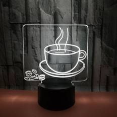 Kaffe 3D lampe. Flot lampe med en dampende varm kop kaffe. Farveskift mellem 7 farver.