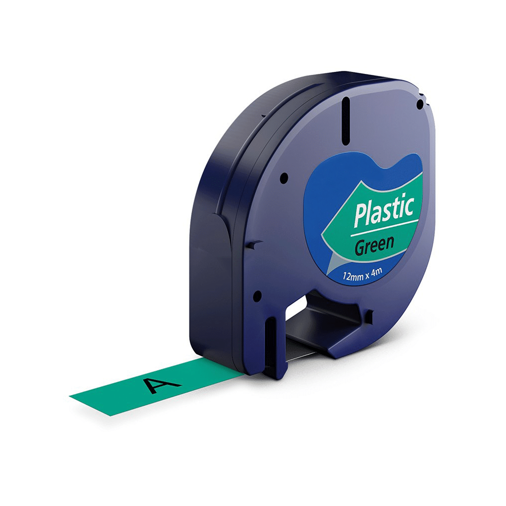 Dymo 91204 | 91224 sort på grøn tape - Kompatibel S0721640 - 12 mm x 4 m