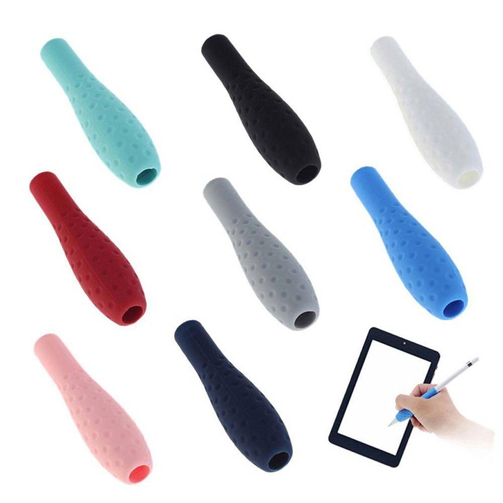 Silikon Ergonomiskt Grepphållare Skyddande Fodral Case fundas för Apple Pencil iPad Pekpenna iPencil Tillbehör Prylar svart