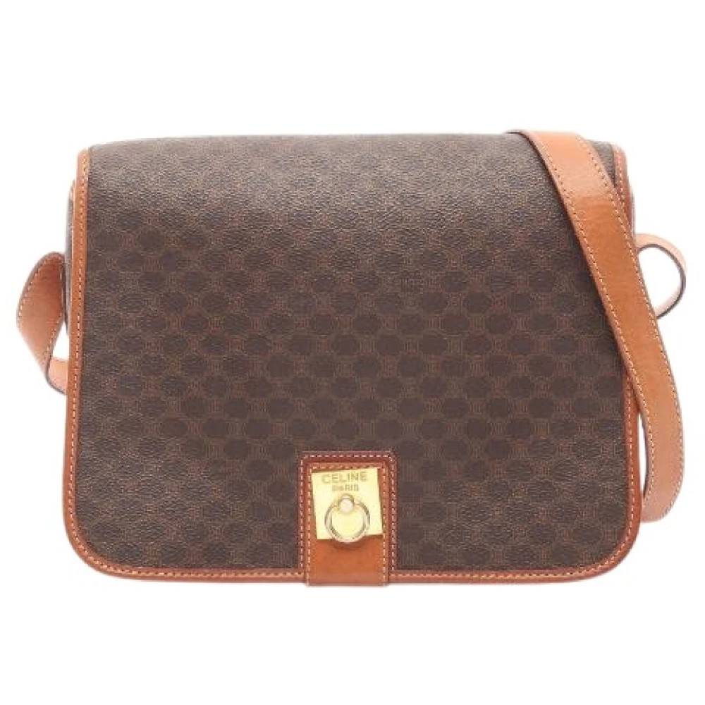 Celine Vintage - Pre-owned Macadam Belagd Canvas Läder Axelväska Vintage - Dam - ONE Size - Läder