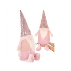 Saska Garden Juledekoration Dekorativ nisse med pailletter 50cm pink