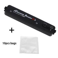 Hushållskök Vacuum Sealer förpackningsmaskin med 10st vakuumpåsar Hushållsförseglare Mat Vacuum Sealer Promotion EU Plug svart