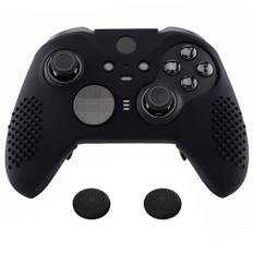 eXtremeRate Svart Soft Anti-Slip Silikon Cover Skins, Controller Skyddsfodral för Nya Xbox One Elite Series 2 med Tumgrepp Analog Caps