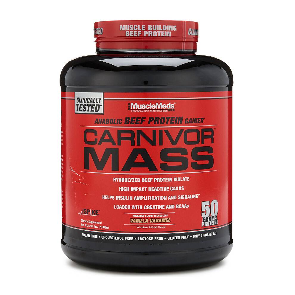 MuscleMeds, Carnivor Mass, Anabolic Beef Protein Gainer, Vanilla Caramel, 5,78 lbs (2 618 g)