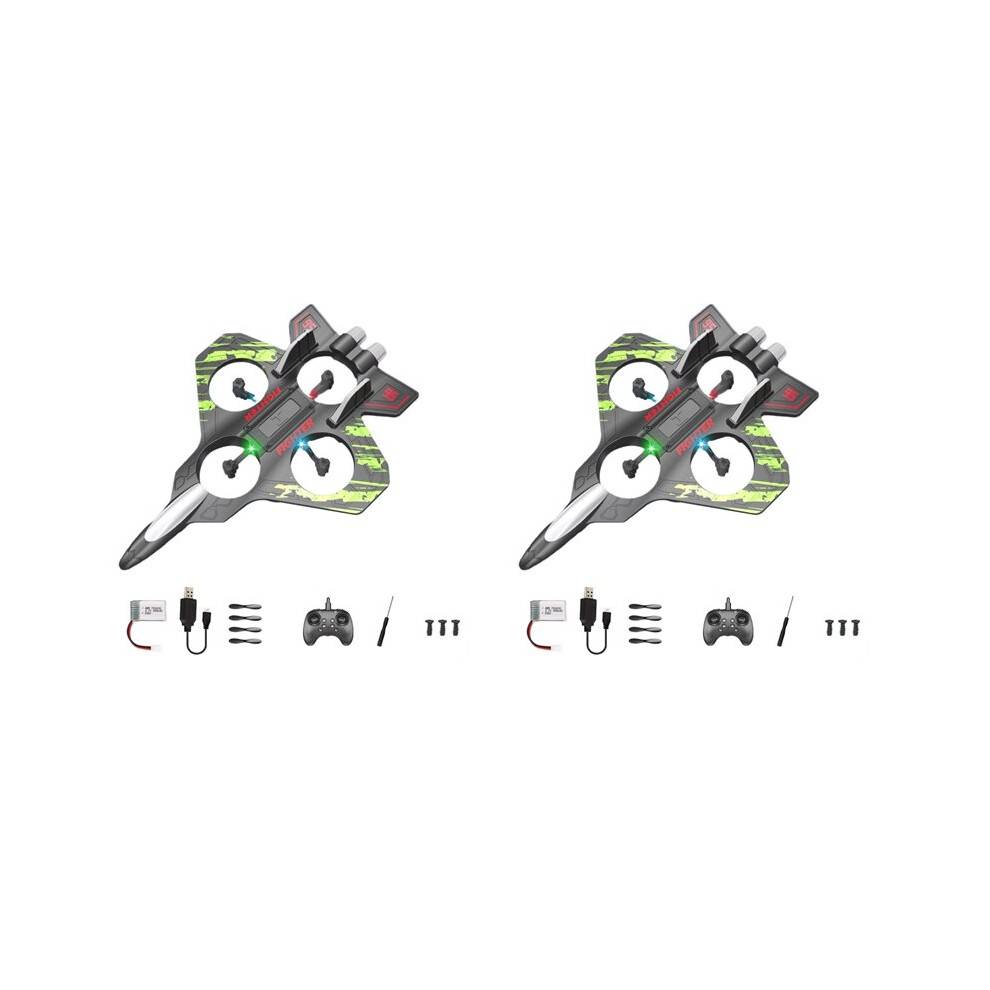 2X RC Plane 2.4G Remote Control Aircraft Six EPP Foam with LED Indoor and Outdoor Simple Flying Toy Kids Gift Green