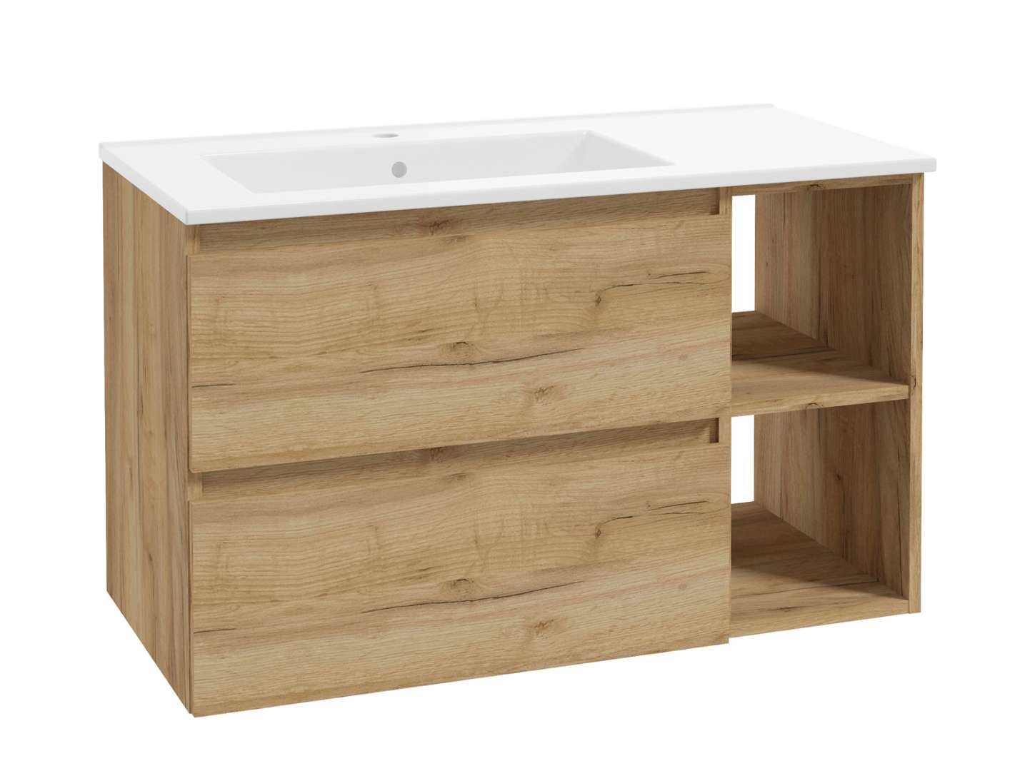 kielle Nefia - Skab med vask 90 cm, venstre version, gylden eg 50027S90L1