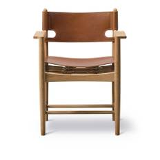 Fredericia Furniture - The Spanish Dining Armchair, Oak oiled, Cognac leather - Matstolar - Børge Mogensen - Brun - Läder/Trä