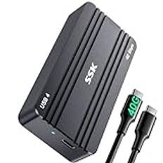 SSK 40 Gbps NVMe Hölje, M.2 NVME SSDHölje USB4 NVMe Caddy USB C, M2 Externt Hölje Stöder 2280/2260/2242/2230 SSD NVME Fodral Adapter M-Key med LED-indikator Aluminium