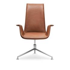 Walter Knoll - FK Bucket Chair Low Back 6726-5R, Polished, Leather Cat. 65 Elen 1400 Fango, 5-star Swivel Base, Soft Castors - Spisebordsstole - Jørgen Kastholm,PrebenJuulFabricius - Brun - Læder/Metal/Skum