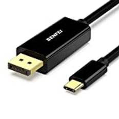 USB C (Thunderbolt 3) to DisplayPort 4K@60Hz 0.9m Cable, BENFEI USB 3.1 (USB-C) to DP DisplayPort Adapter Male to Male Gold Plated Cord