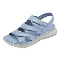 Sommarskor dam sneakers – kilklack sandaler sportiga barfota sandaler vattentäta strandsandaler gummi med mjuk fotbädd romerska sandaler/barfot sandaler/platåsandaler/sandaletter, Ljusblå, 35 EU