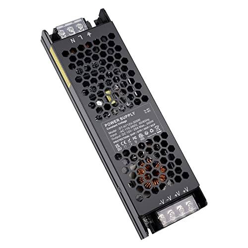 REYLAX Slim LED Driver 12V 300W 25A, lågspänningstransformator 240V till 12V DC Transformator, LED Strip Power Supply, Konstant spänning LED Adapter